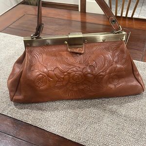 Patricia Nash leather engraved large handbag